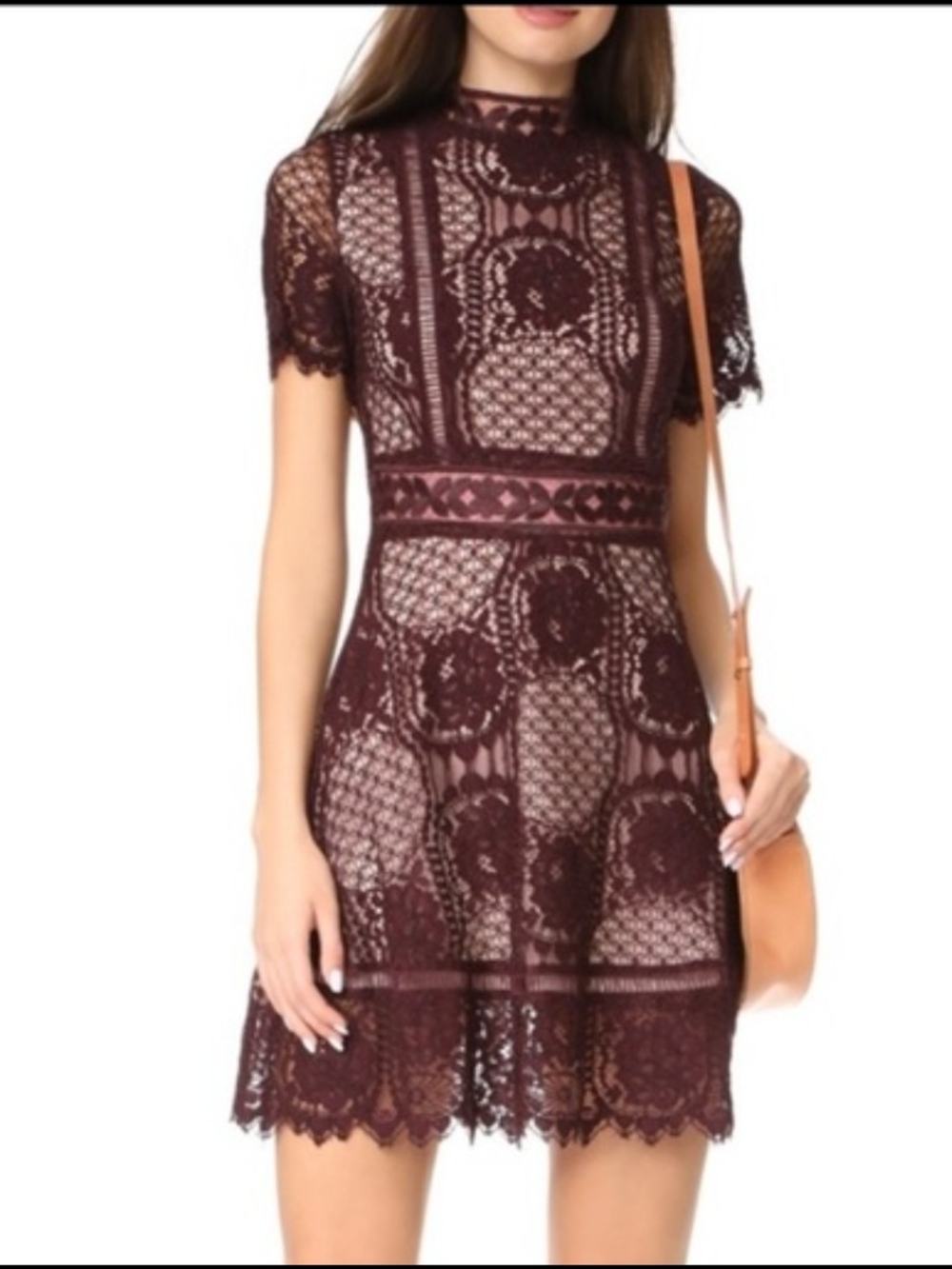 NWT BB Dakota Black Aria Lace Short Sleeve Dress